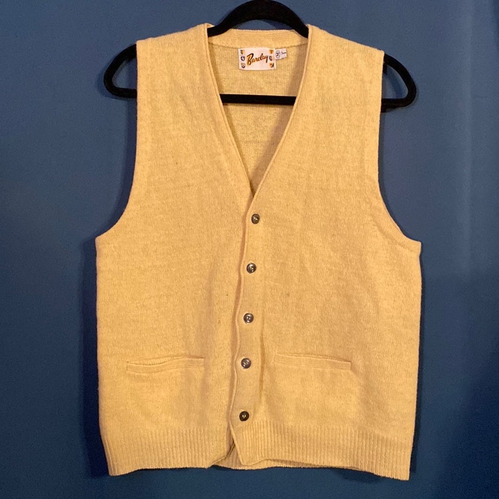 Vintage Barclay 100% Lambs Wool Yellow Sweater Vest